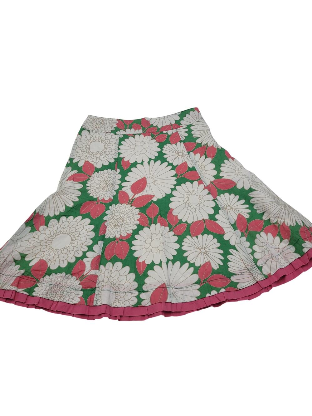 Boden retro floral A line skirt ruffle pinup daisy 4 100% cotton preppy